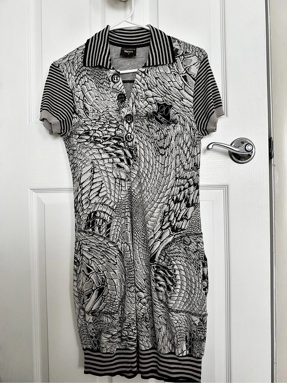 Morena Rosa Animal Print Midi Dress Black & White size S